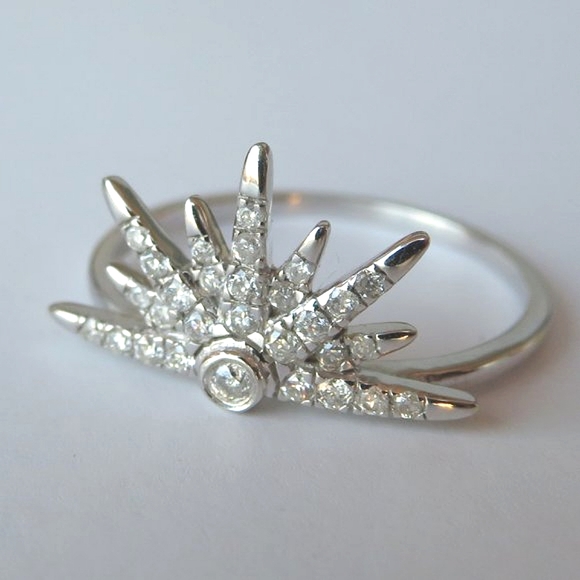 Artisan 14K White Gold Diamond Half-Star Ring - Picture 5 of 15